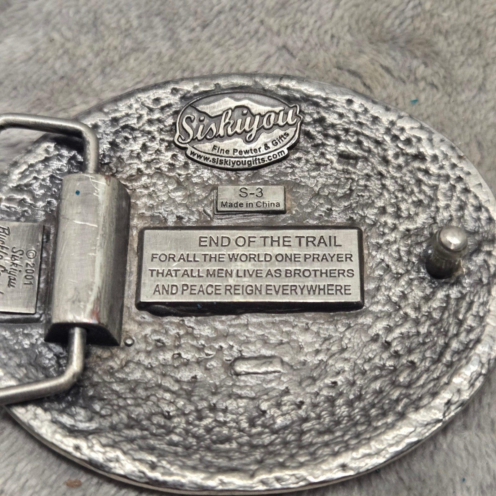 Siskiyou 2001 End of the Trail Pewter Belt Buckle Native American Buffalo Skull