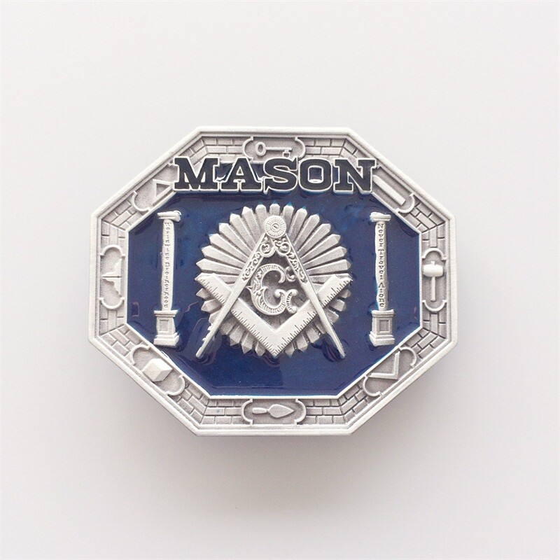 Antique Silver Enamel Mason Belt Buckle Gurtelschnalle Stock in US