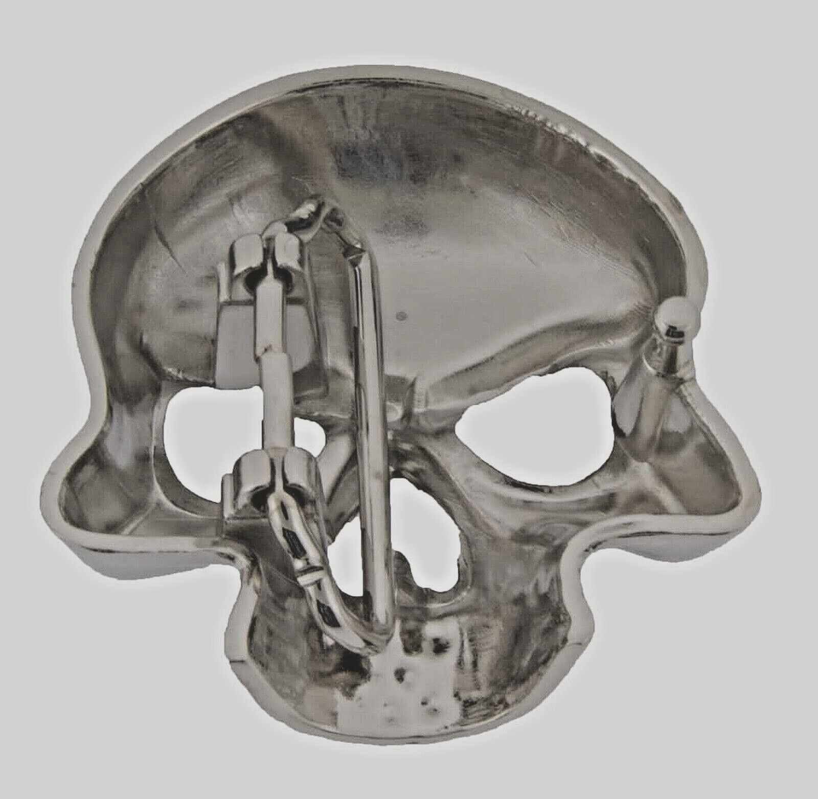 Skull Belt Buckle Men Silver Metal Skeleton Rhinestones Halloween Costume Pirate