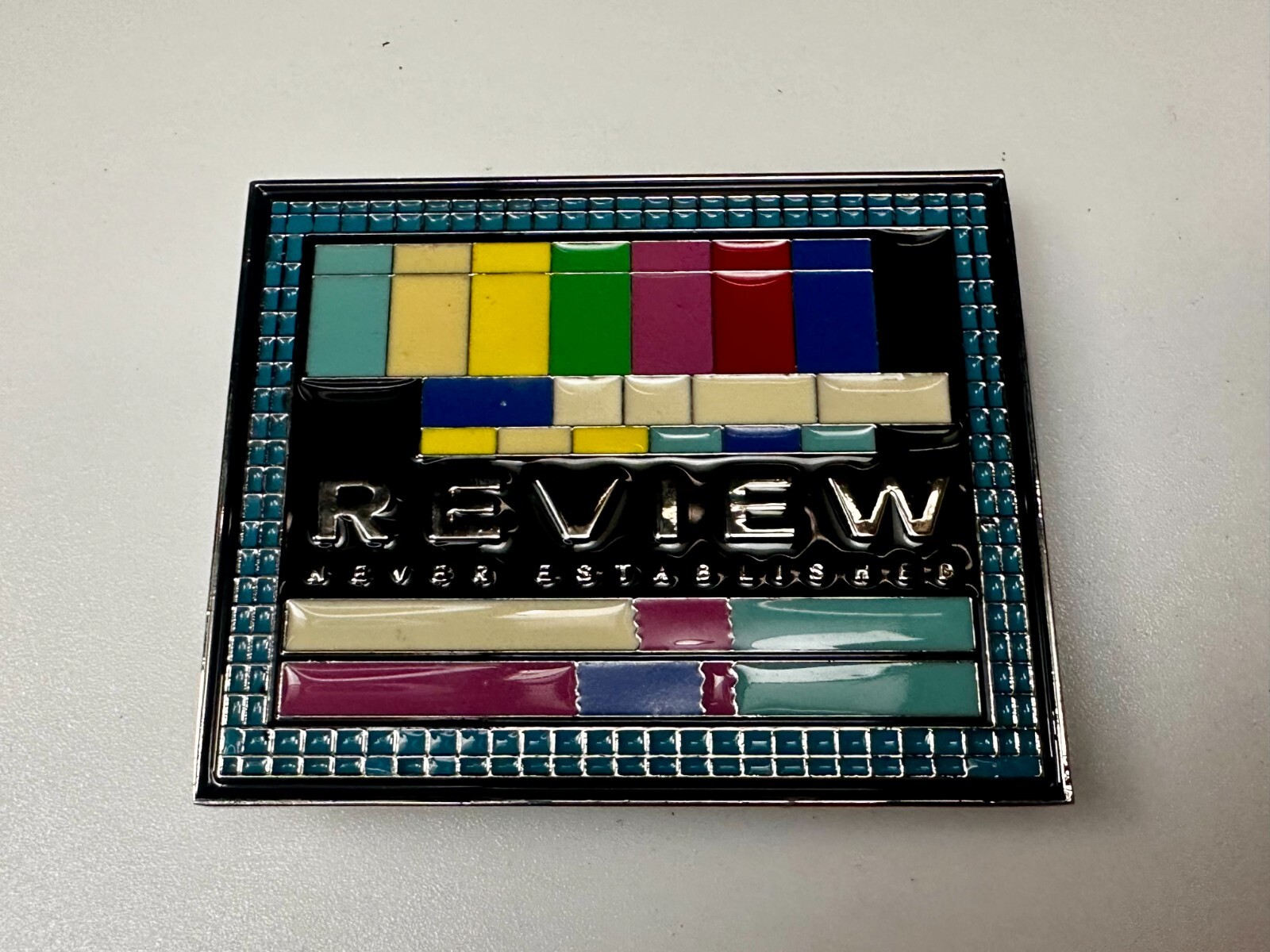 Review Never Established Multi-Colored Enameled TV Bars? Statement Belt Buckle