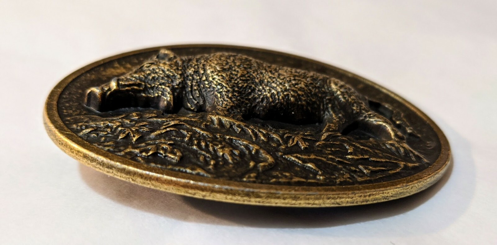 Raised Graphics Antique Bronze finish Belt Buckle Farm Country BOAR hog pig USA