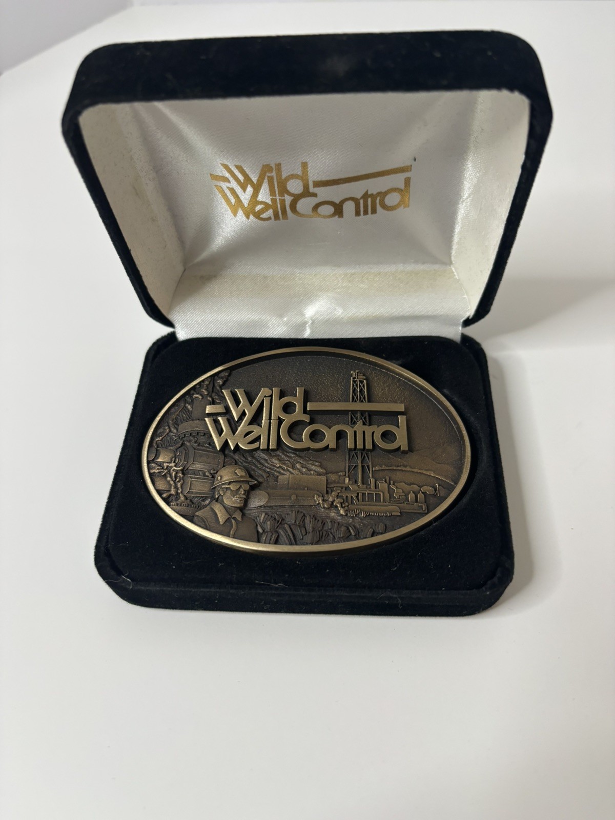Vintage WILD WELL CONTROL Oil Field Belt Buckle – Solid Bronze – Limited Edition