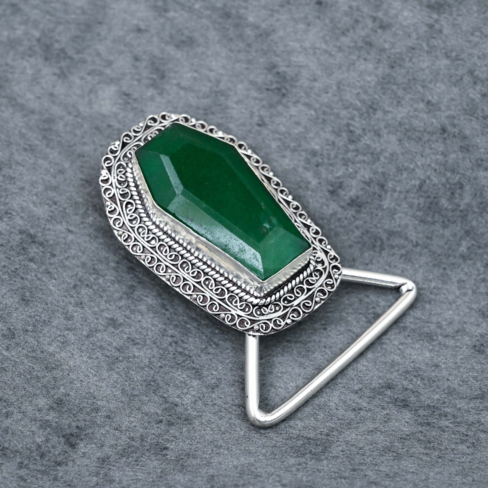 Quartz Faceted Coffin Cut Belt Buckle Handmade Silver Plated Belt Buckle For Him