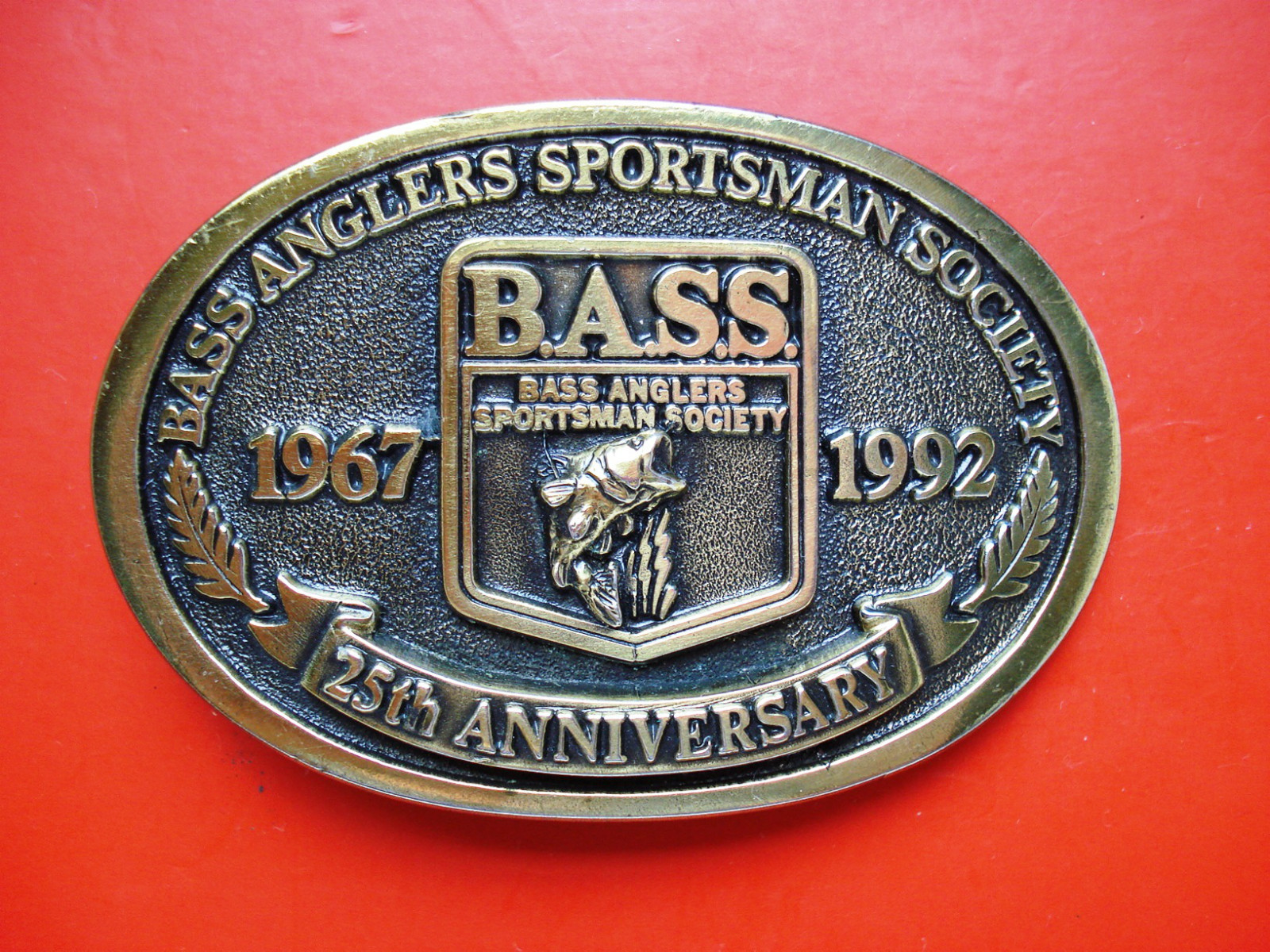 1992 Vintage Bass Anglers Sportsman Society 25th Anniversary Buckle