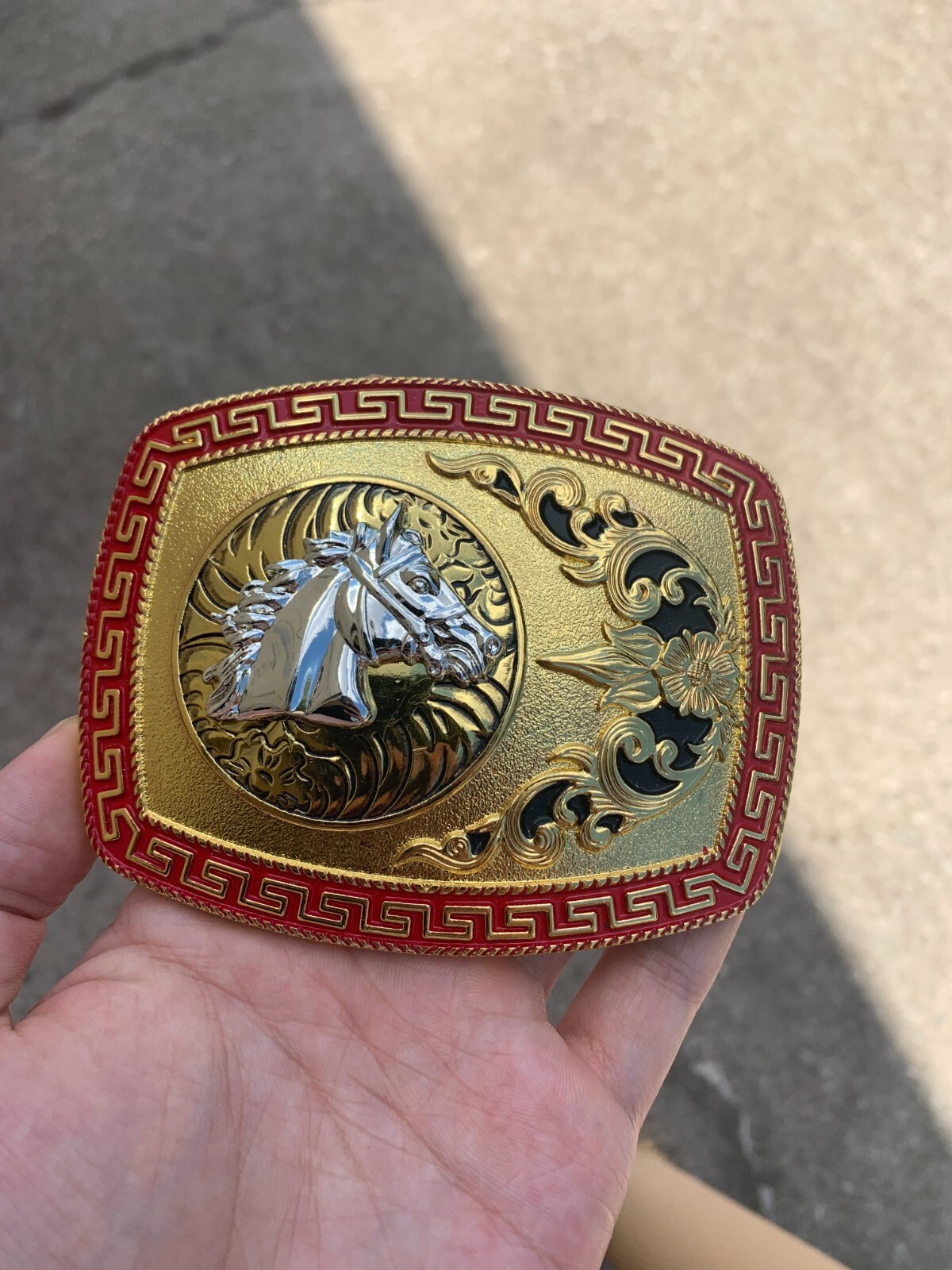 Western Buckle Gold Silver Red Horse Head Buckle Cowboy 2 » Hebillas Vaqueras