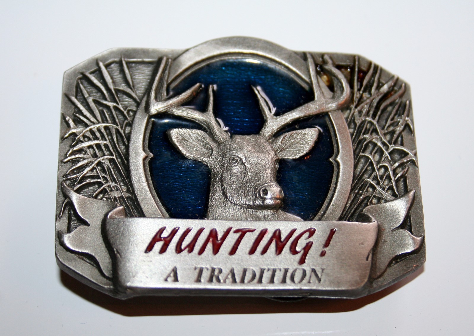 C&J Inc Belt Buckle (HUNTING! A TRADITION) BLUE ENAMEL – 1997