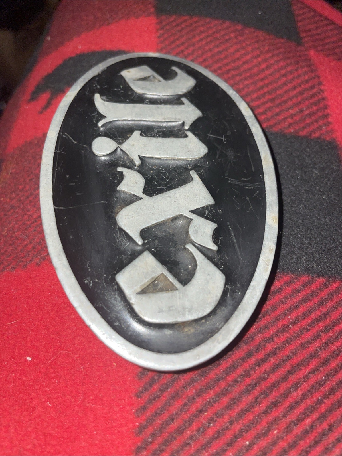 2005 EXILE CYCLES Black Metal Belt Buckle And Bottle Opener 4”