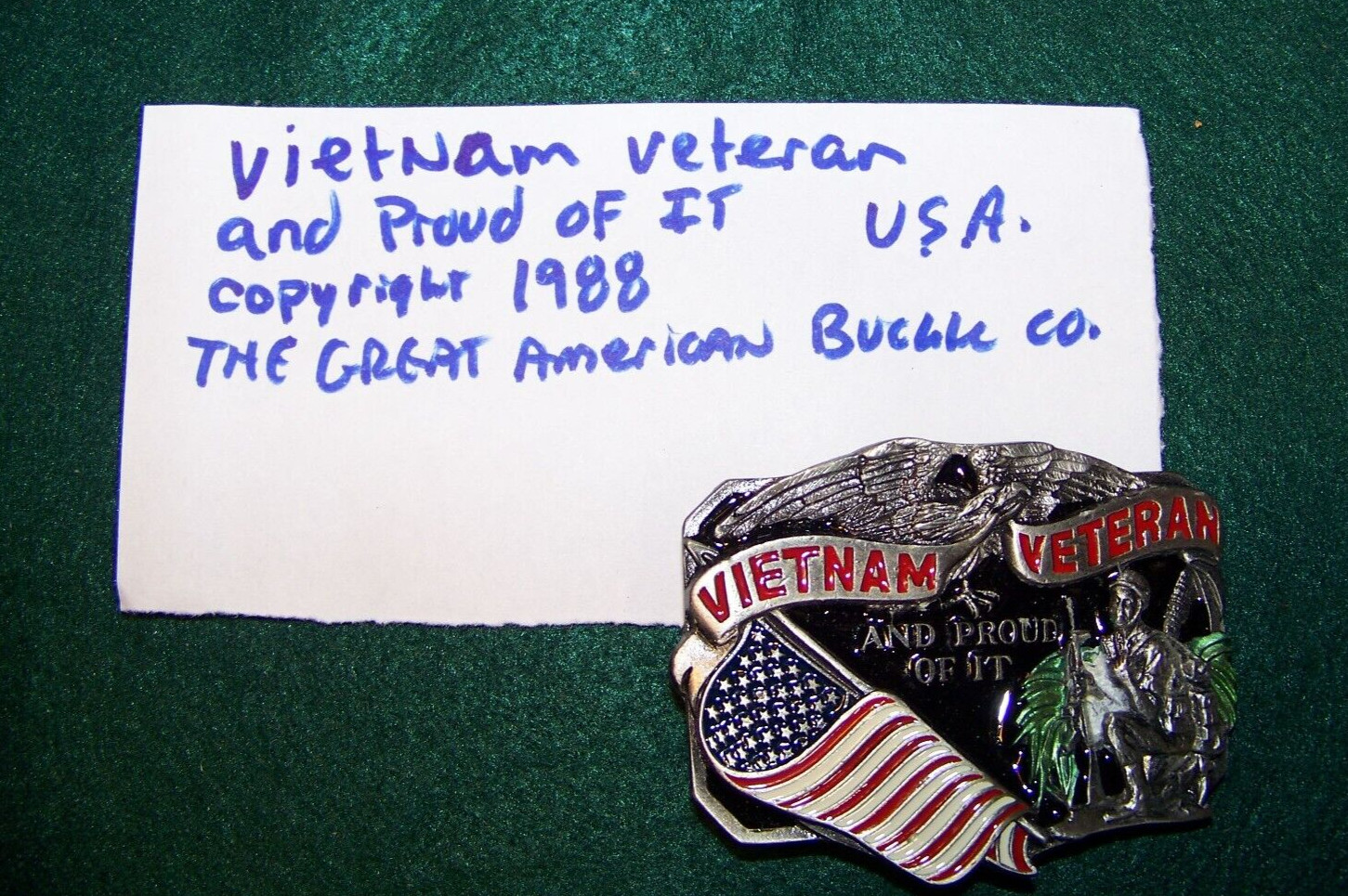Vietnam Veteran Belt Buckle by Great American Buckle Co.