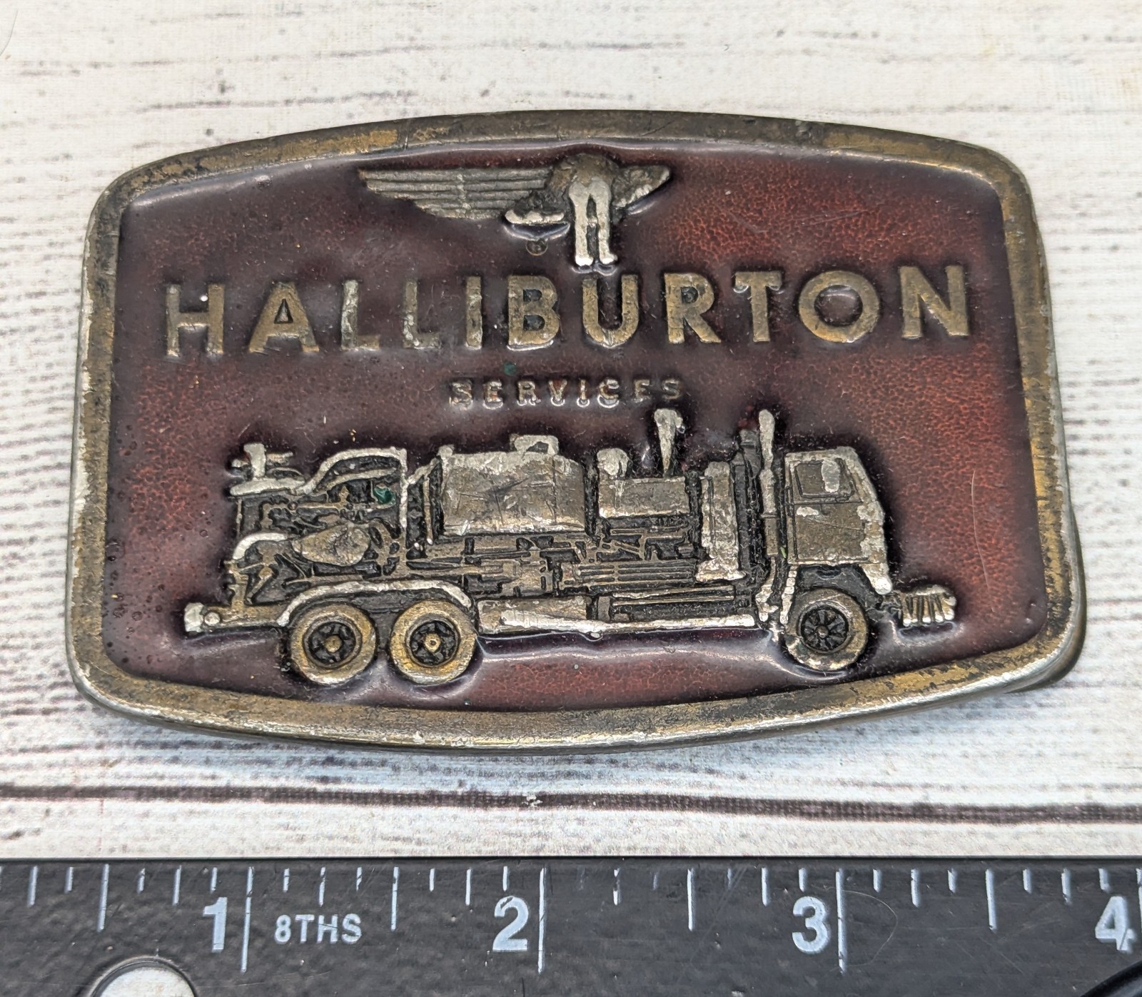 Halliburton Services Belt Buckle Truck Driver Oil Field Roughneck 1976 Watson