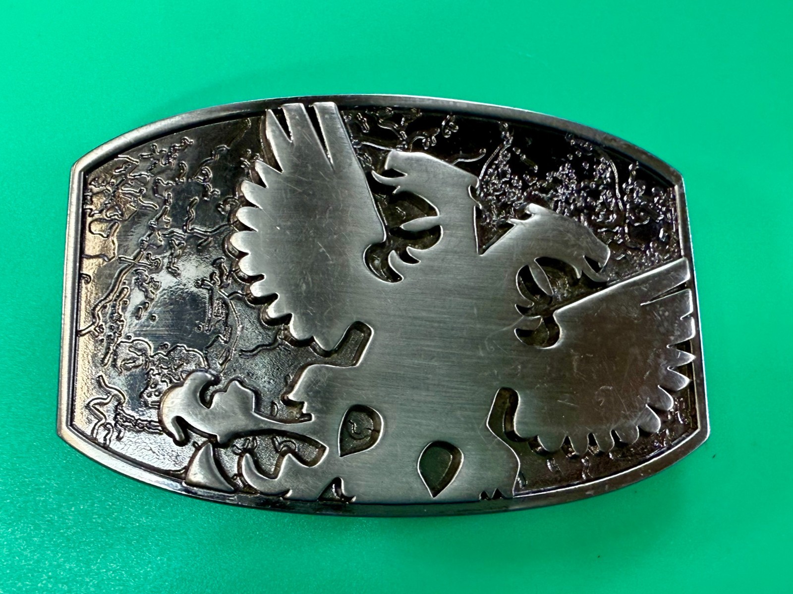 Eagle Phoenix Bird Spreading Wings Multi Layer Silver Color Belt Buckle