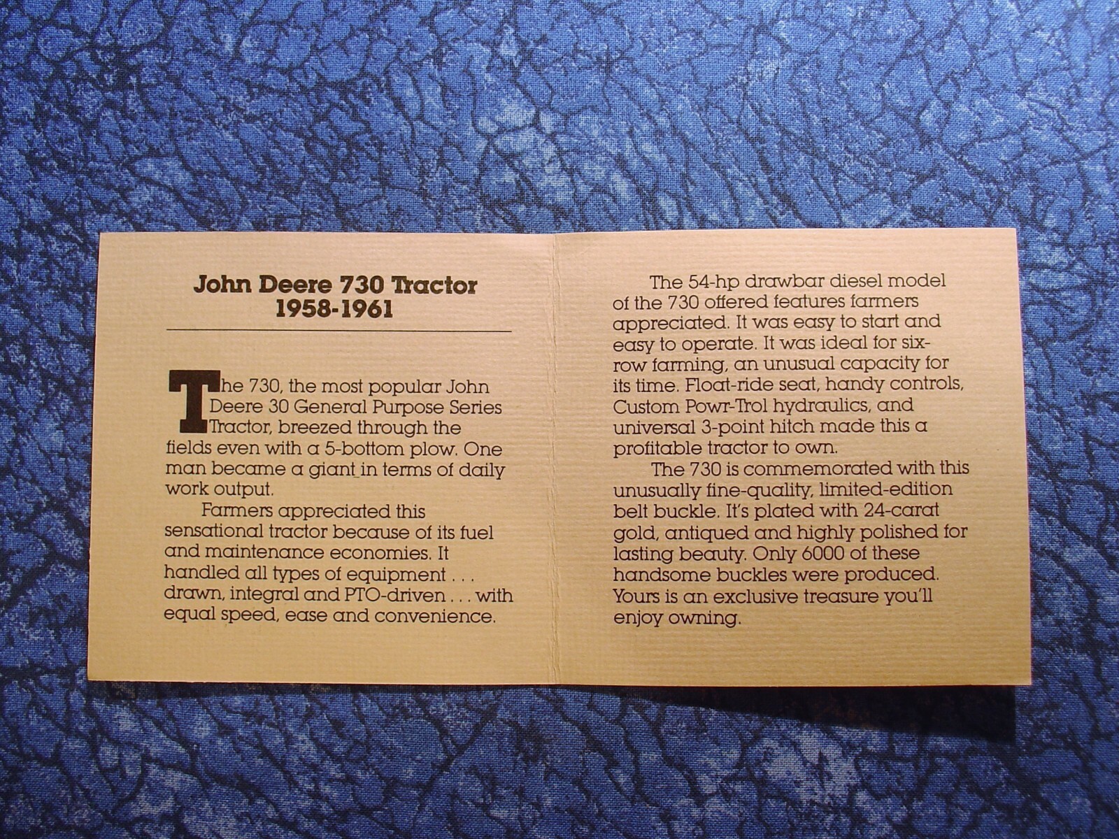 John Deere 730 Farm Tractor Limited Edition Belt Buckle