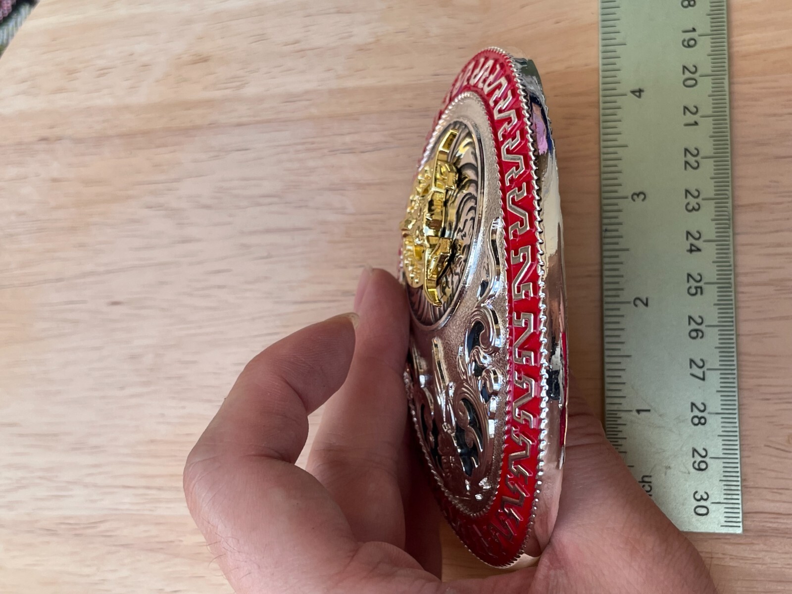 Western Buckle Gold Silver Red Longhorn Horseshoe Rodeo Bull Cowboy Fit 2 »