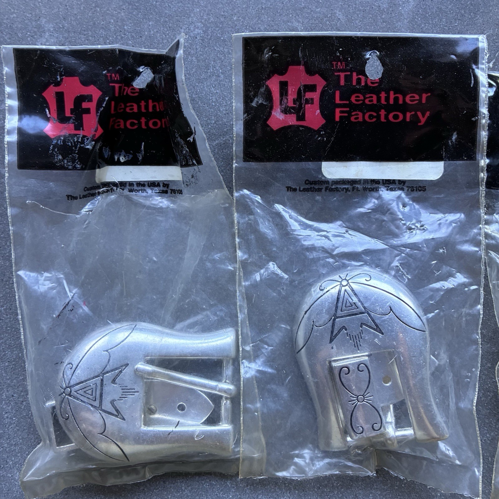 A Classic 3-piece Belt Buckle Set Lot Of 5 / Nickel Finish 3/4&Prime; Wide Fit NOS