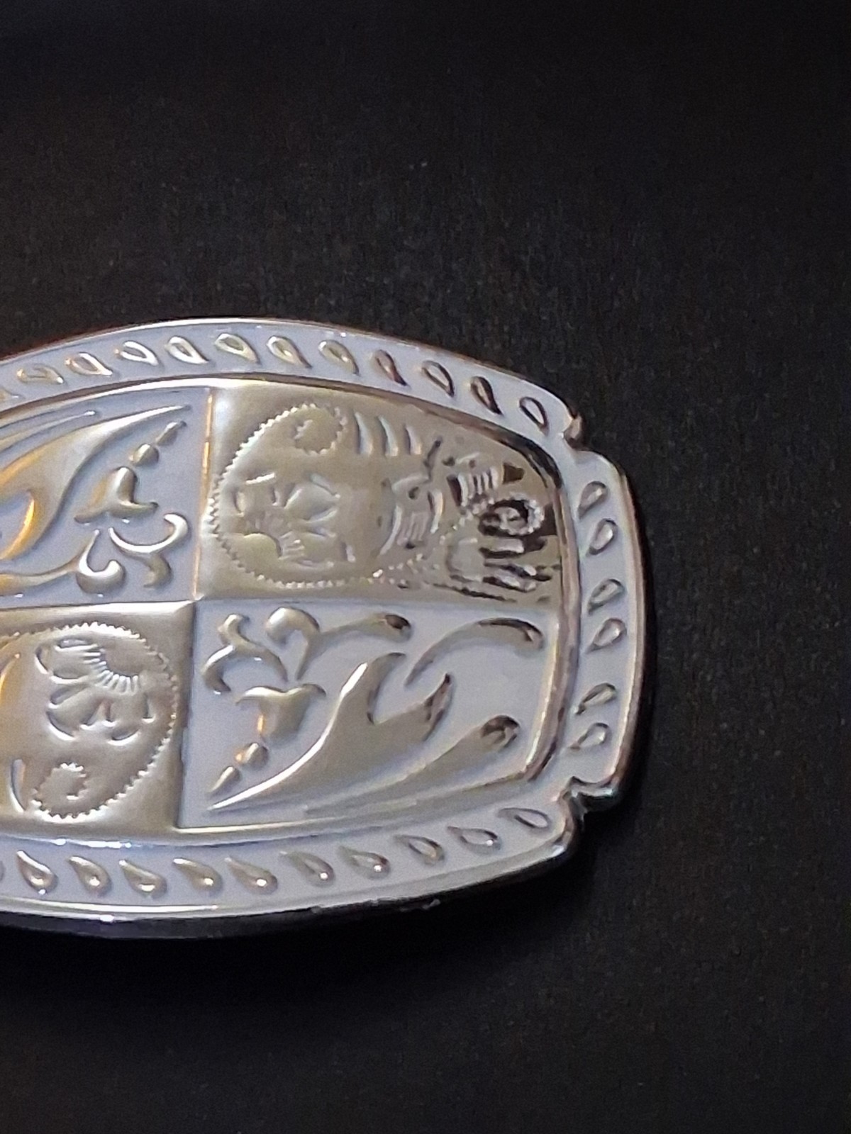 Belt Buckle Silver on White Western/Cowboy Vintage New Never used Made in USA
