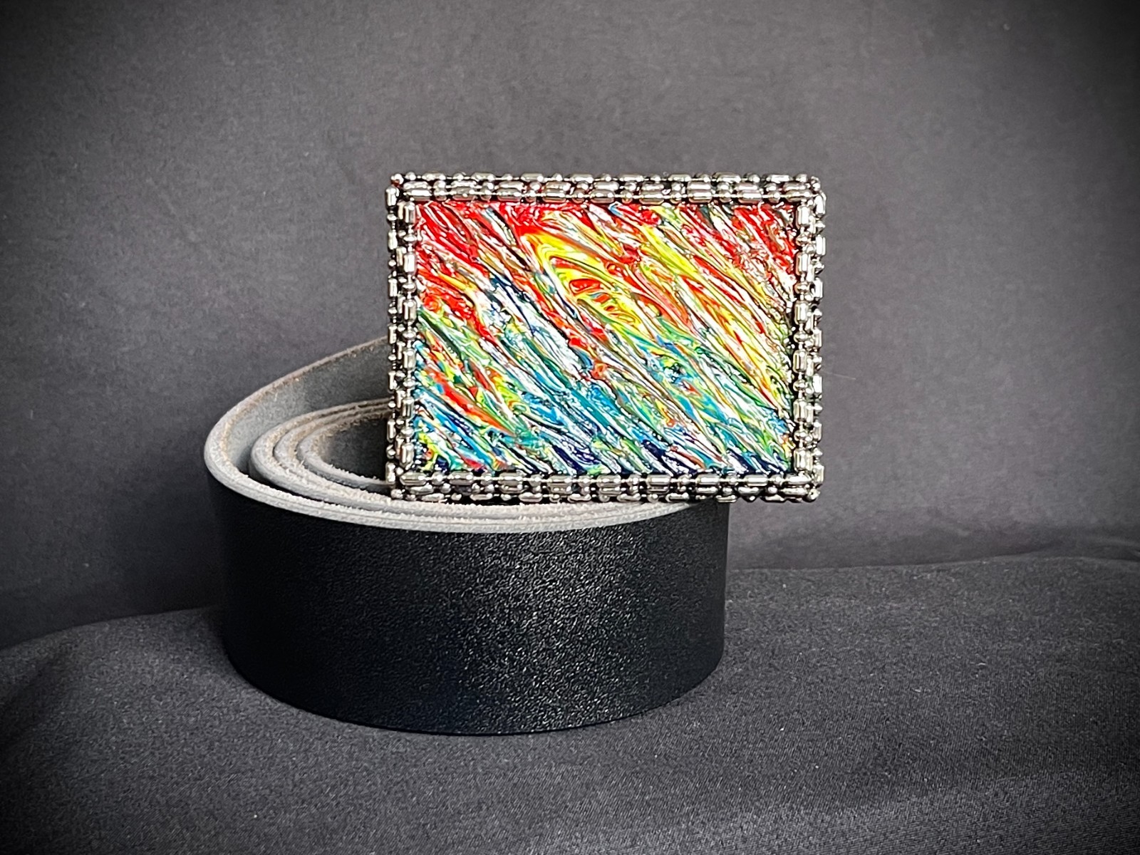 Hand Painted Pride Art Belt Buckle Abstract Expressionism OOAK Darren McNeese