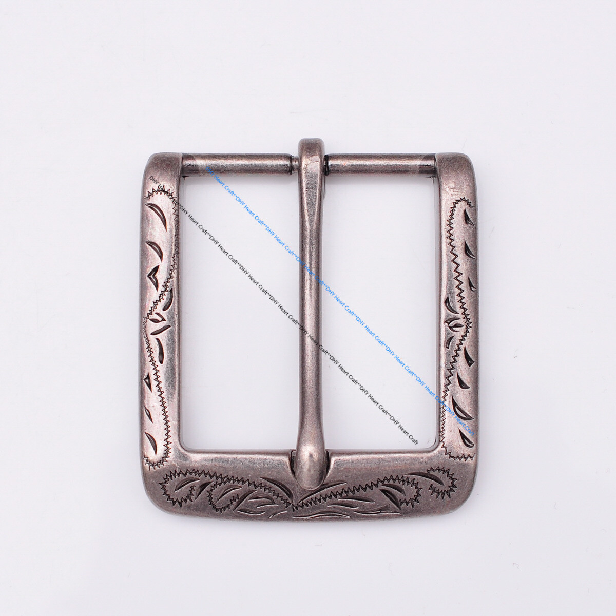 Retro Flower Carved Vintage Silver Prong Pin Buckle Men Leather Belt Buckle 40mm