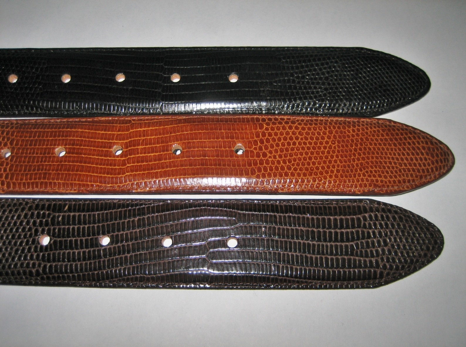 Sterling Silver buckle 2 loops & tip set w Lizard-1-1/2&Prime; belt size 26 to 46 USA.