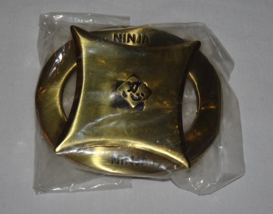 Vintage 1970s Ninja Star (removable) Solid Brass Belt Buckle