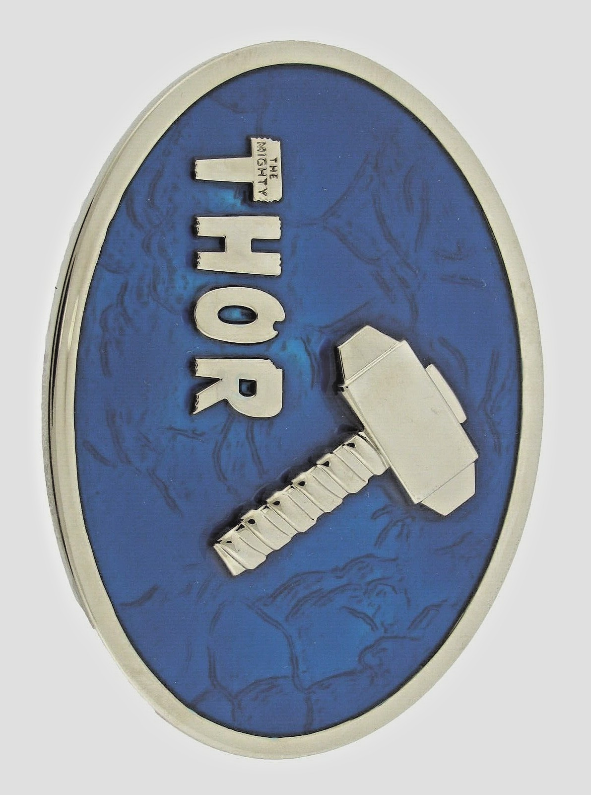 Thor Belt Buckle Marvel Comic Hammer Logo Blue Metal Halloween Costume Cosplay