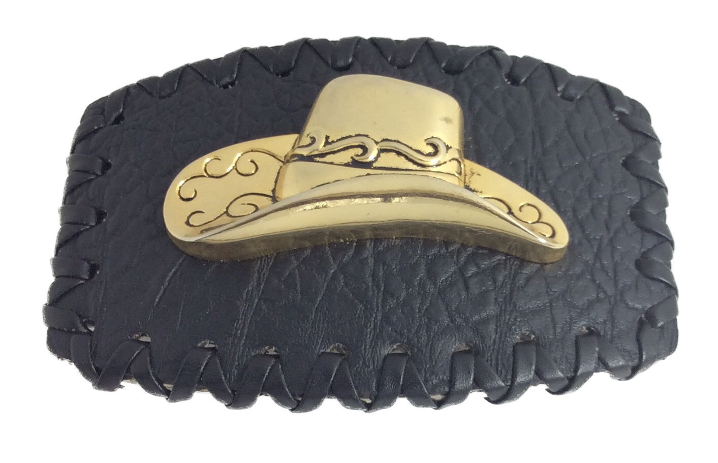 GOLDEN HAT LEATHER METAL BELT BUCKLE COWBOY & WESTERN