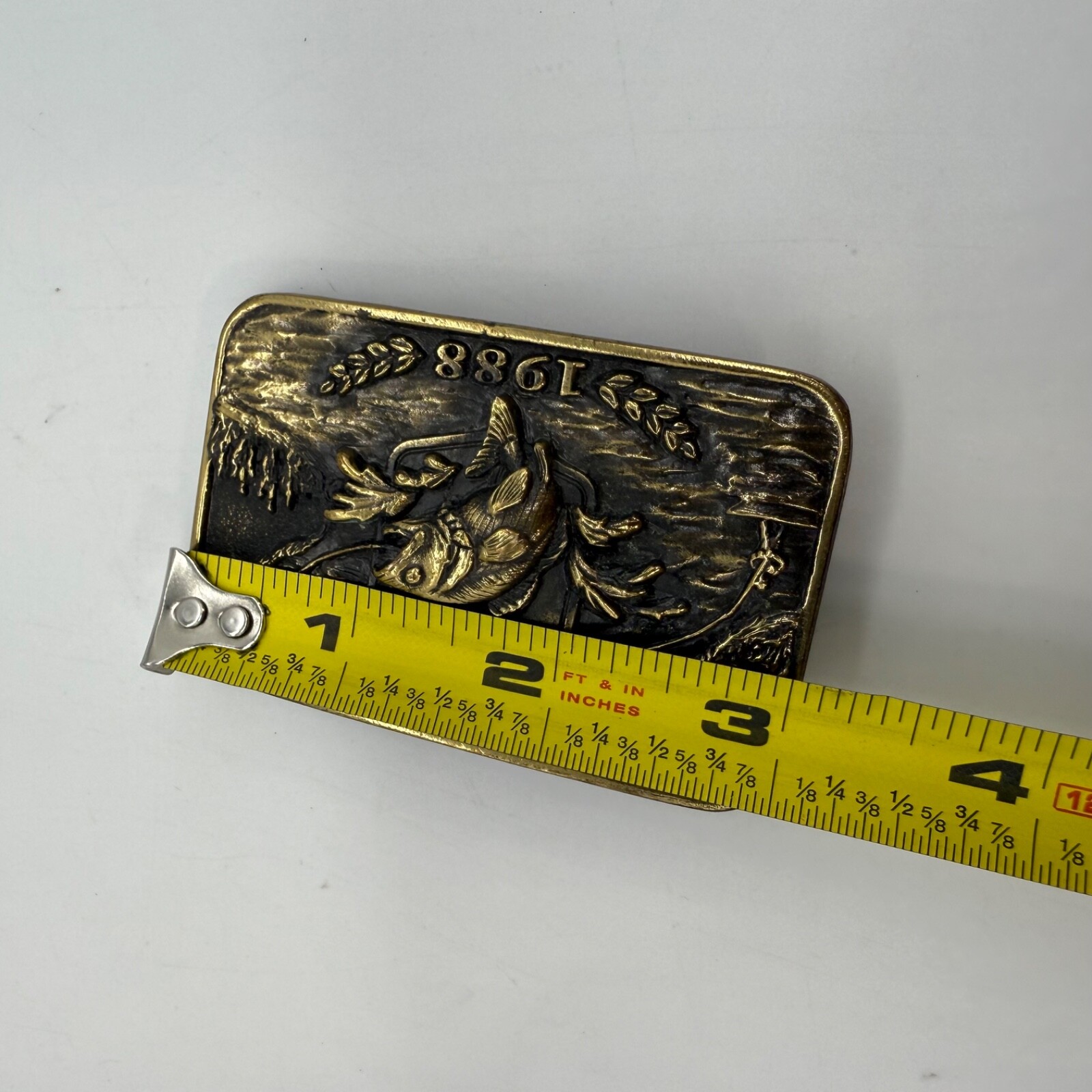 B.A.S.S. Bass Anglers Sportsman Society 1988 Brass Belt Buckle USA Made