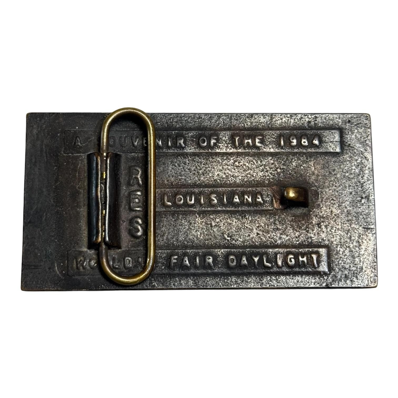 Vintage Southern Pacific 4449 Train Belt Buckle Louisiana Worlds Fair 1984