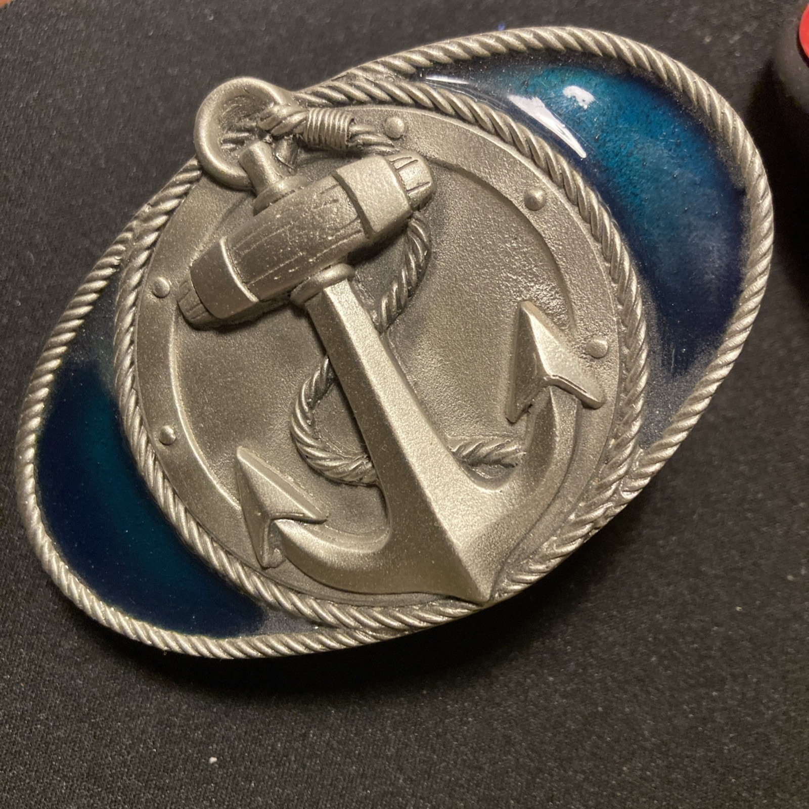 Great American Buckle Company Pewter Anchor w/Blue Enamel