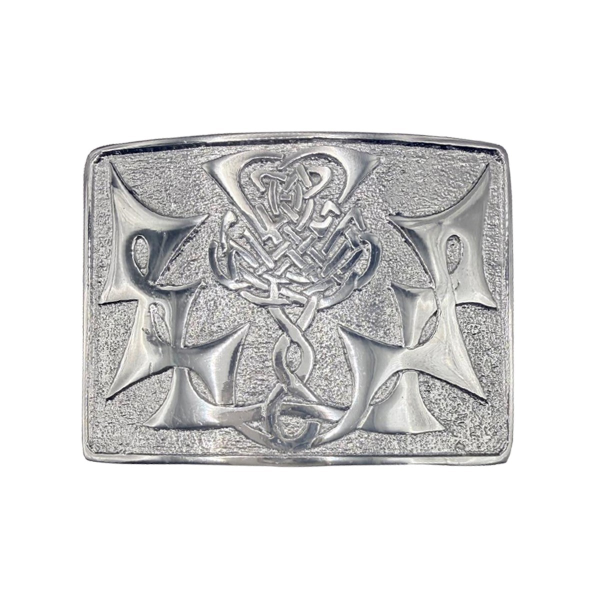 Scottish Kilt Buckle Belt Highland Celtic Modern Thistle Knot Chrome Finish AAR