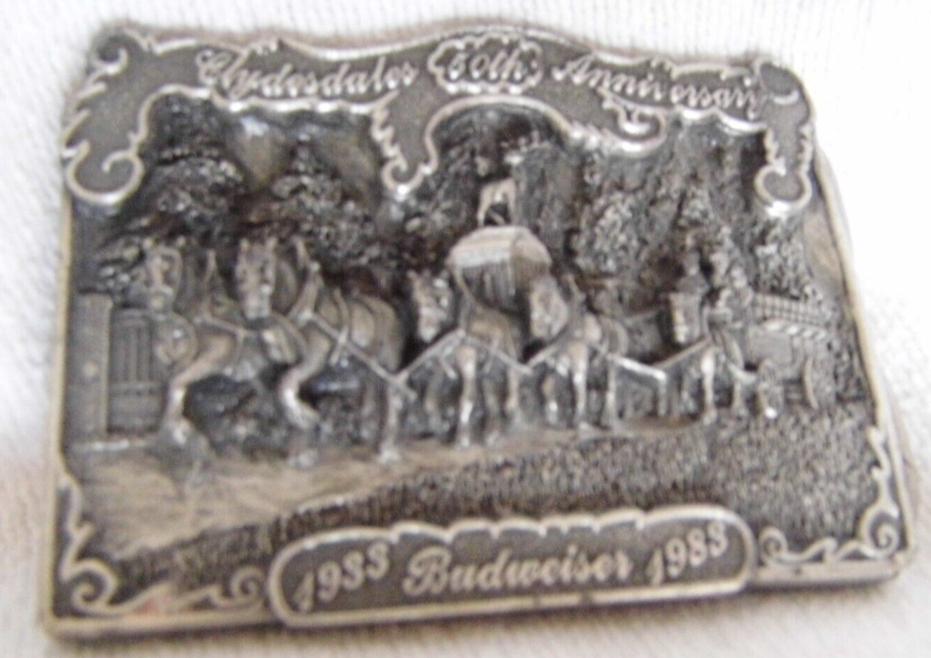 Budweiser Belt Buckle, Clydesdale 50th Anniversary 1983 Premium & Specialty Co.