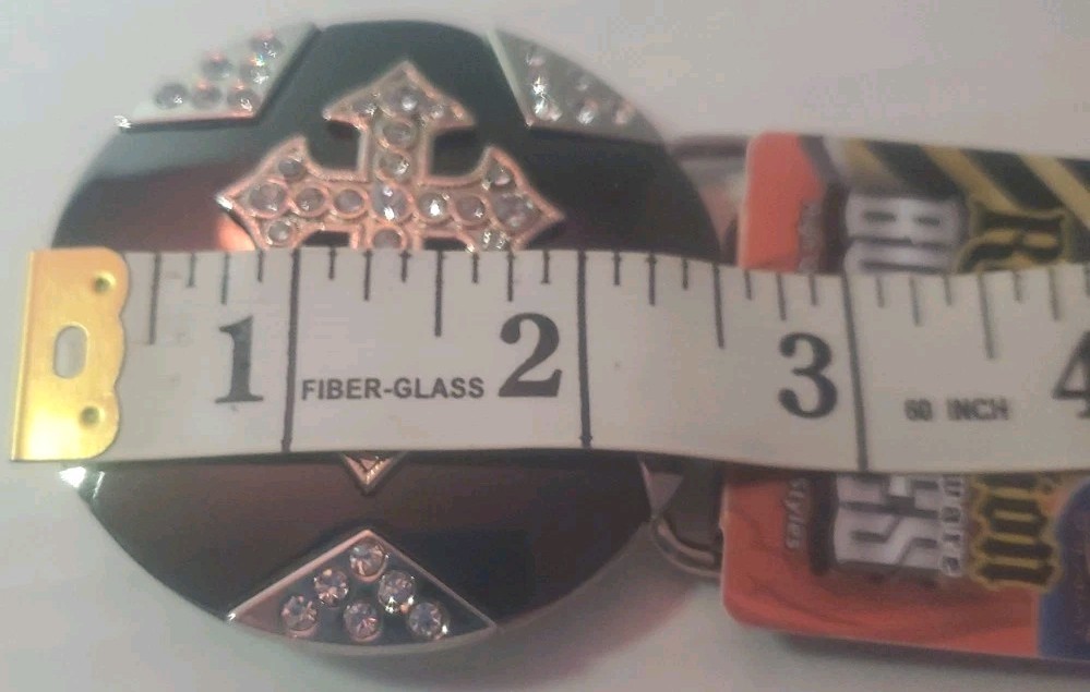 Revelation Hardware Chrome Bejeweled Cross Star Belt Buckle Christian 2.5&Prime; NEW!