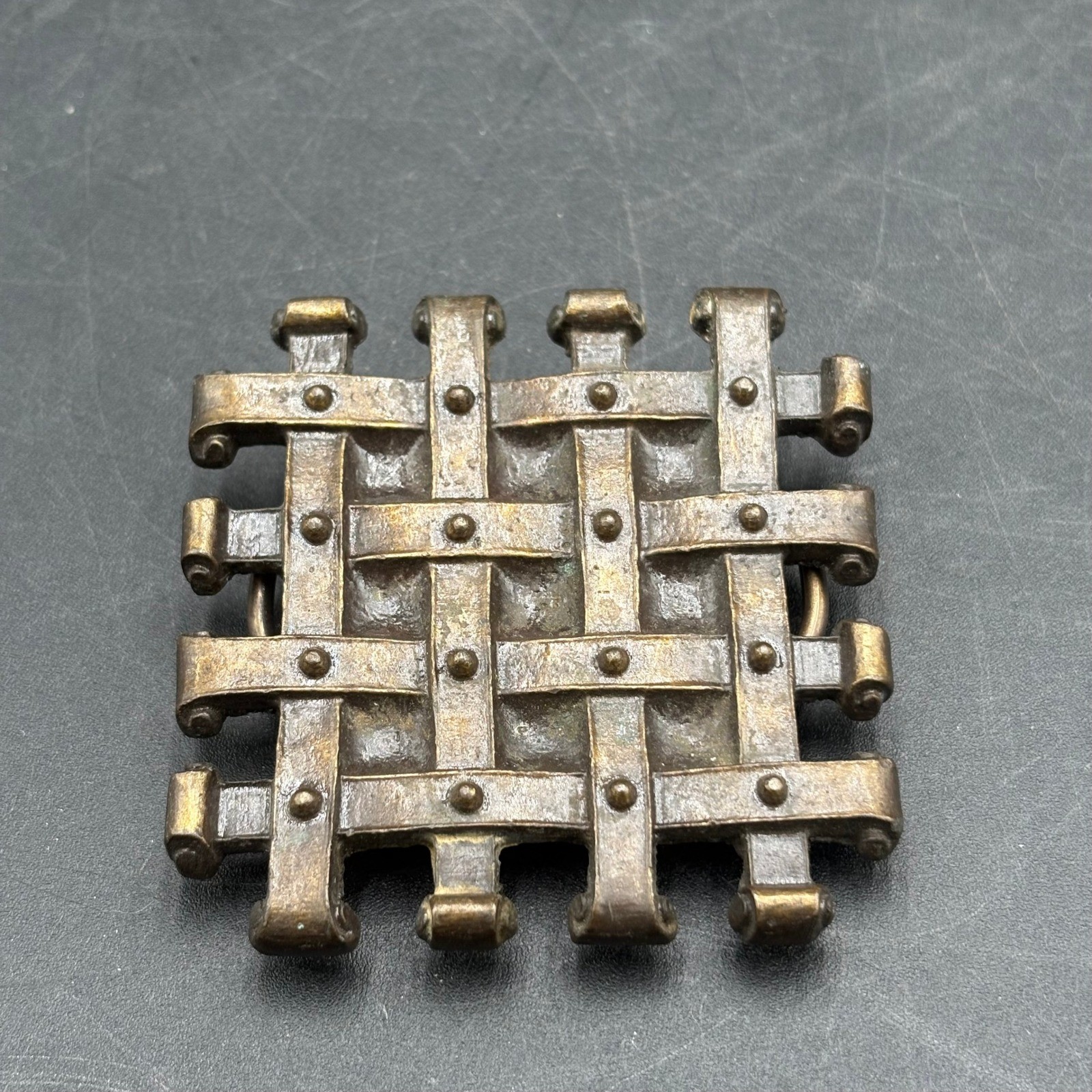 Vtg 1975 Bergamot Brass Works Bronze Portcullis Belt Buckle S-49 Made in USA