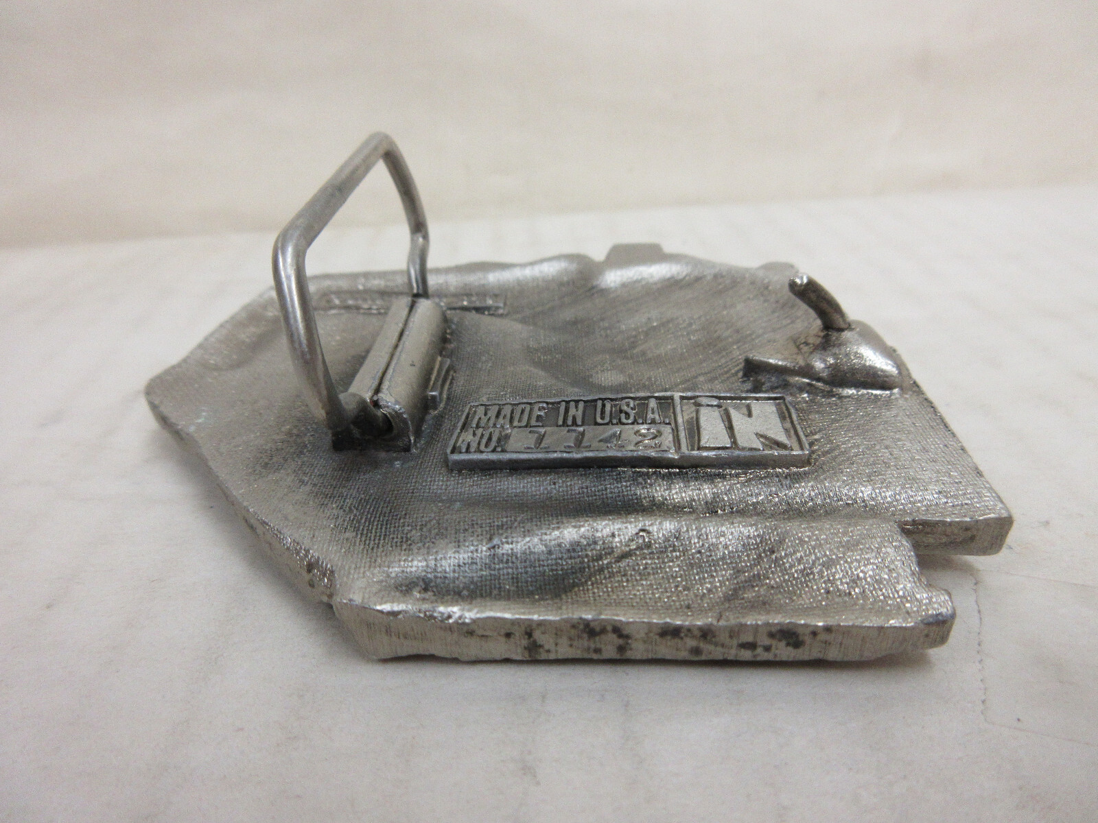 1970s InStyle Locomotive Train Belt Buckle White Metal Men&rsquo;s Fashion Accessory