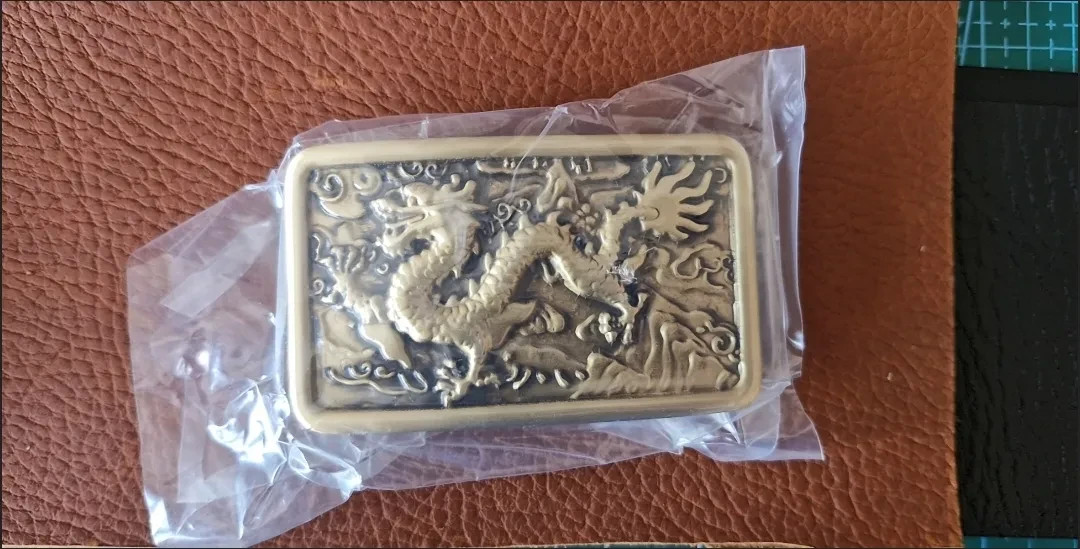 40mm Fashion Men&rsquo;s Luxury Pure Brass Zodiac Dragon Leather Belt Buckle Width