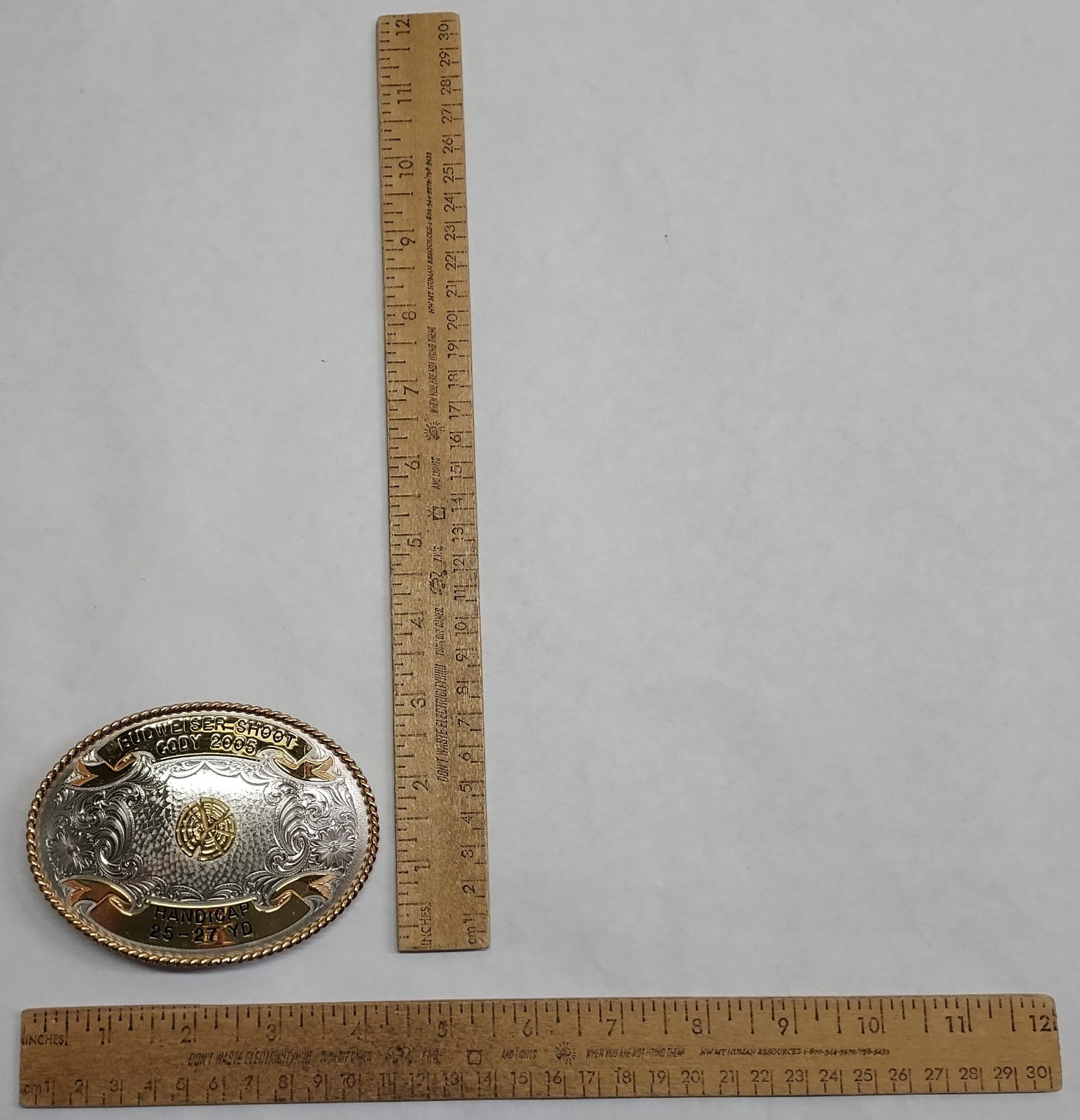 2005 – CODY – BUDWEISER SHOOT – HANDICAP 25-27 YD – BELT BUCKLE – listing # 9561