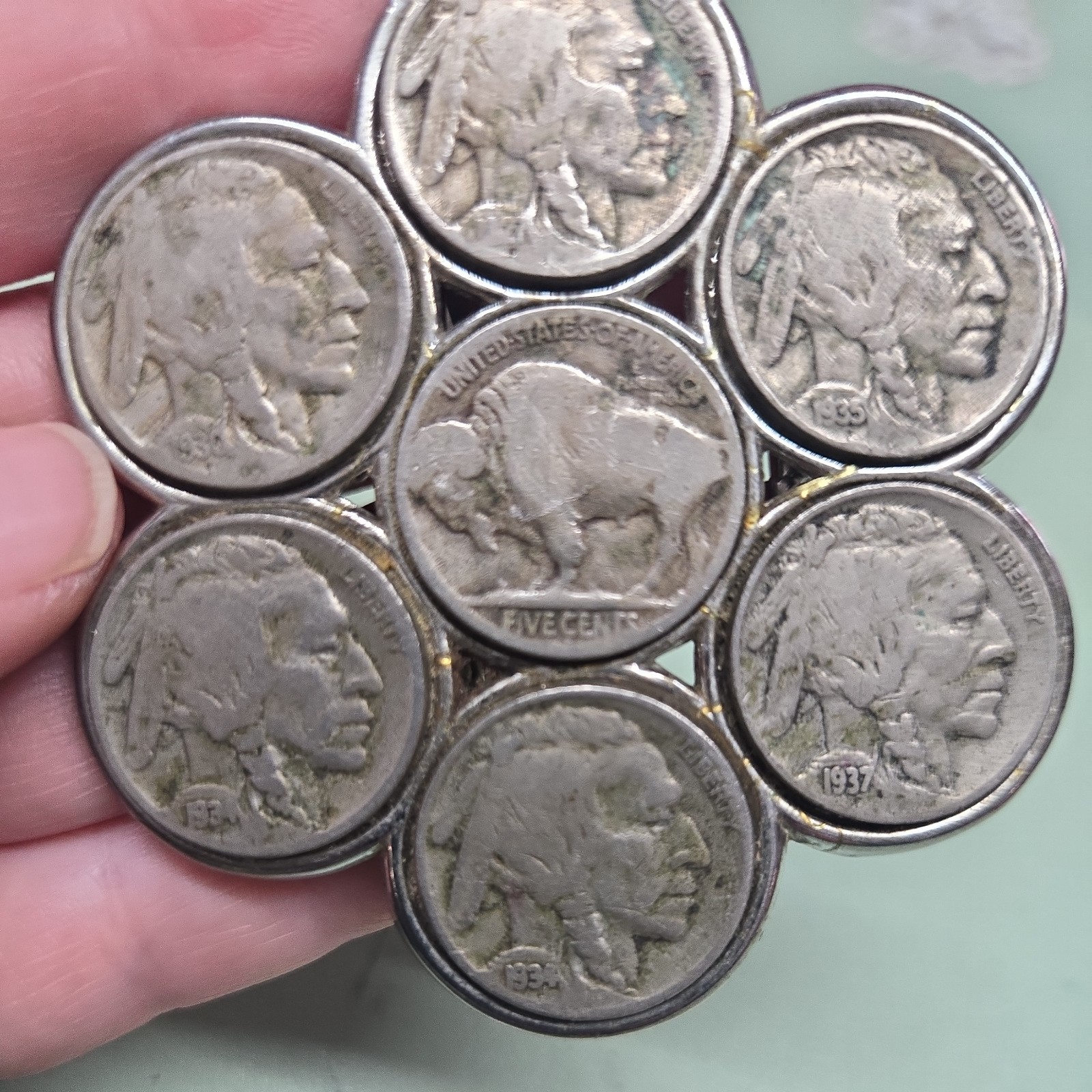 Buffalo Nickel Belt Buckle Vintage Coin Jewelry Western Full Dates