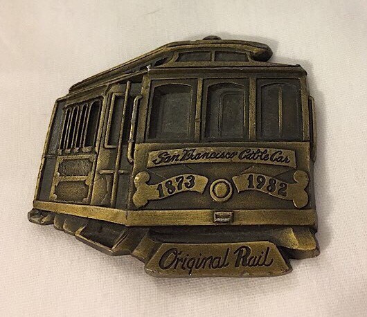 Vintage 1980’s San Francisco Cable Car Belt Buckle Indiana Metal Craft Warriors