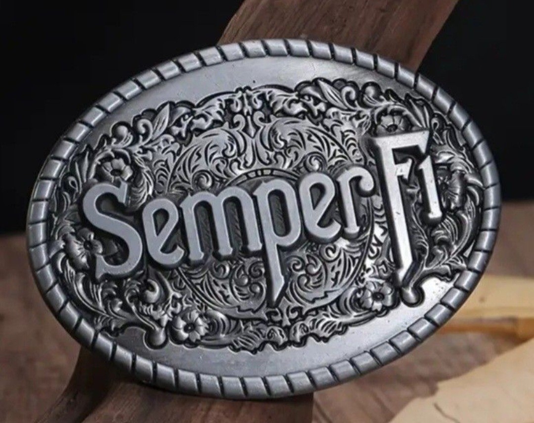 New Marine Corps USMC Semper Fi Silver Western Military Belt Buckle Oval Men