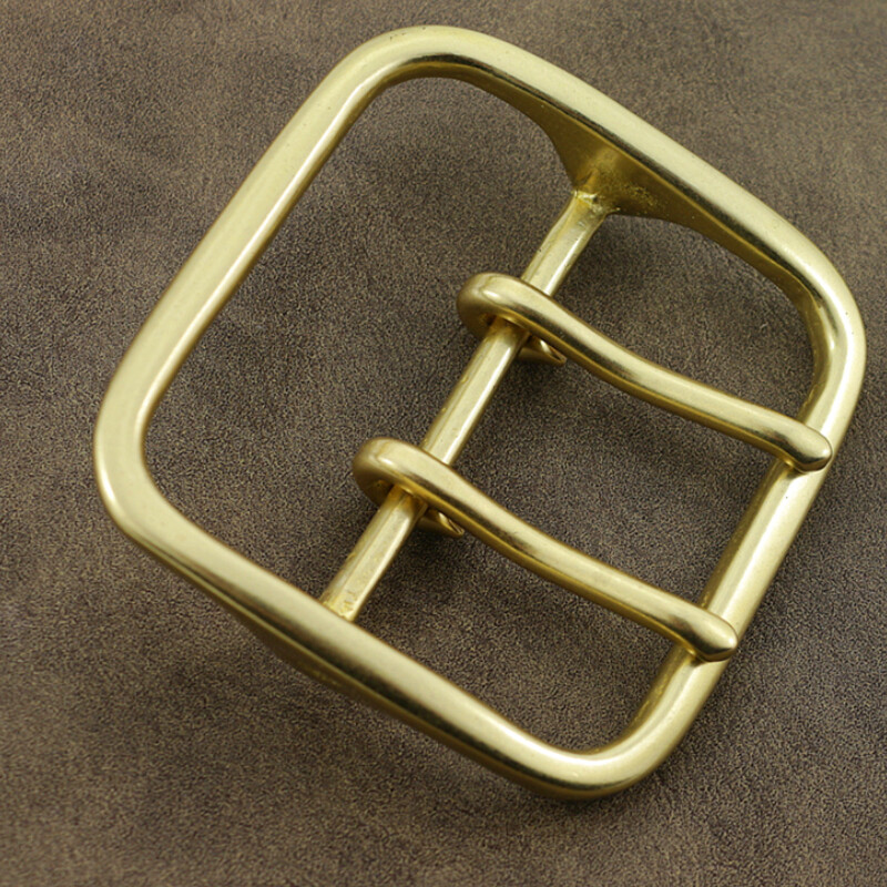 Solid Brass Double Prong Belt Buckle for 60mm Wide Leather Replacement Gold