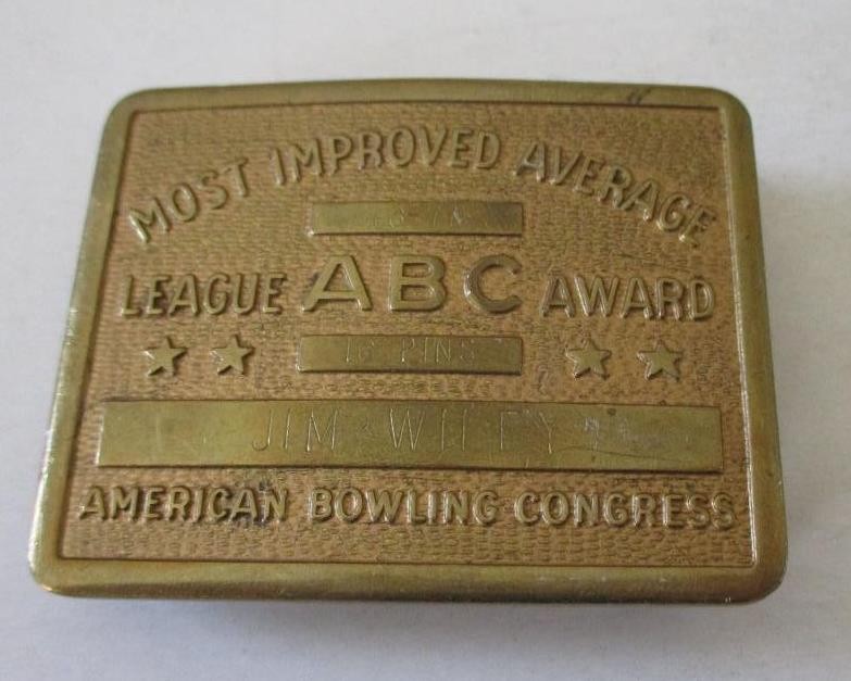 Improved; League ABC Award Bowling Congress (Metal Belt Buckle) 2 1/4&Prime; X 1 3/4&Prime;