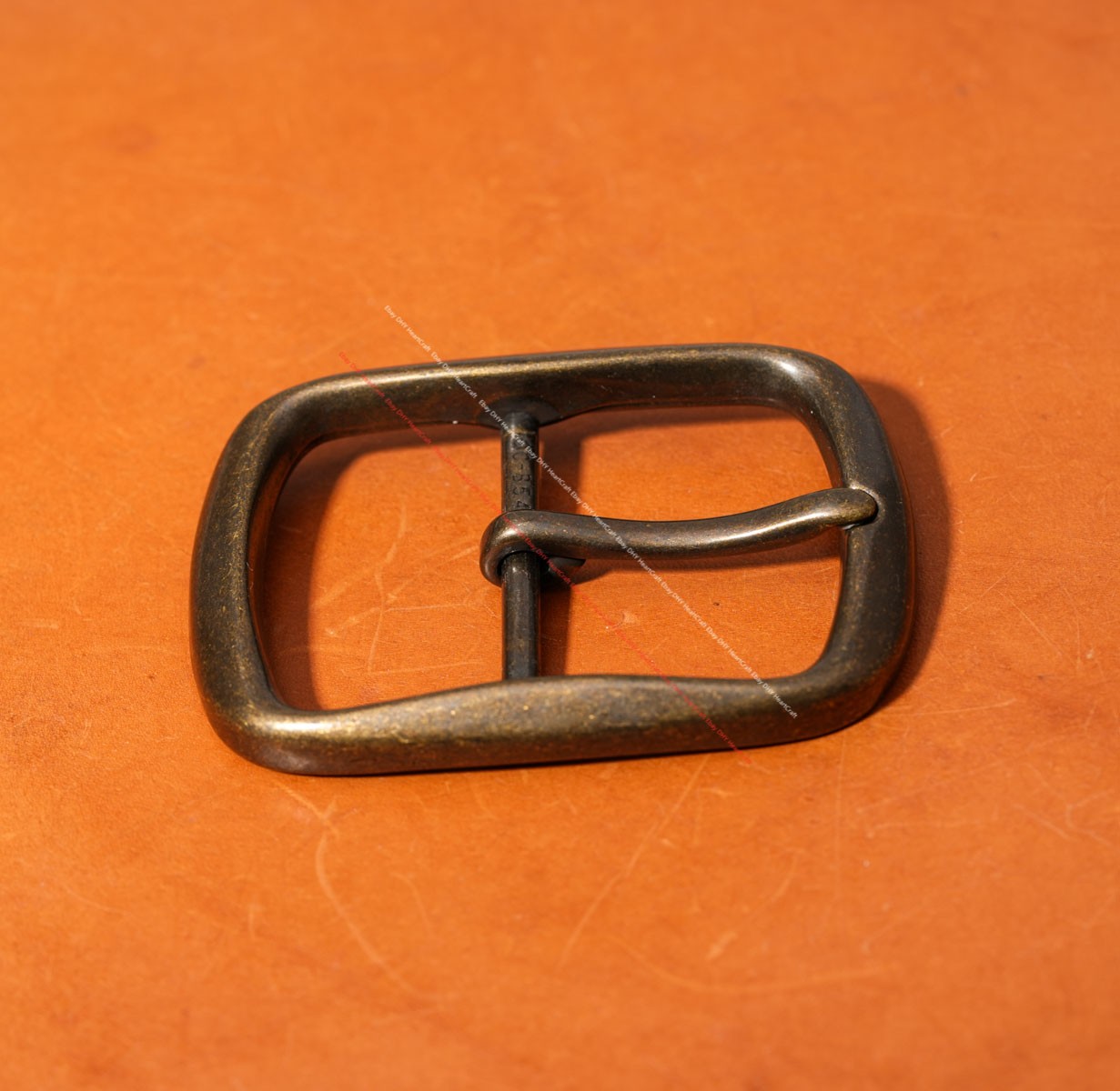 40mm Men Vintage Brass Tone Plated Western Leathercraft Center Bar Belt Buckle