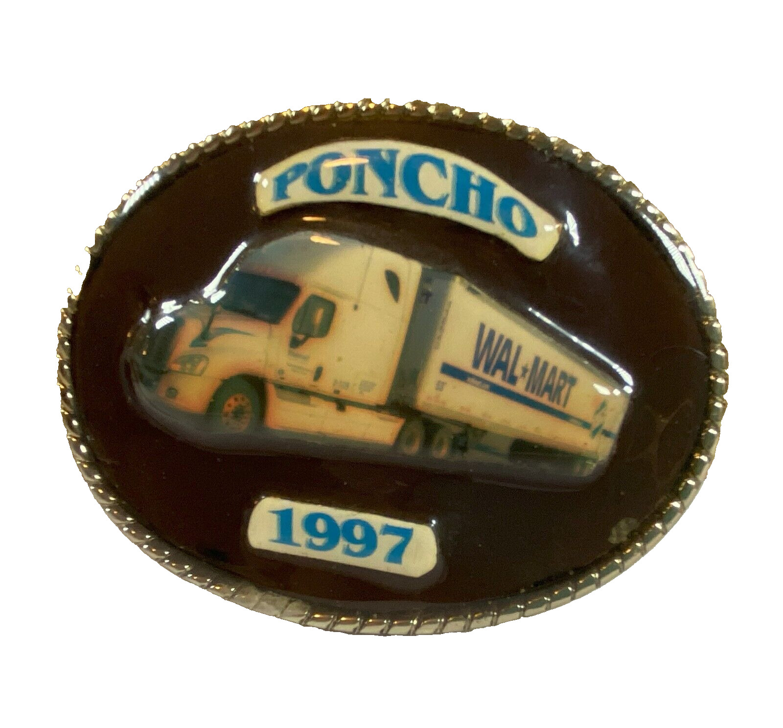 Poncho Wal-Mart 1997 Belt Buckle Enamel 3 3/4&Prime; X 3&Prime; New Never Used Display Only