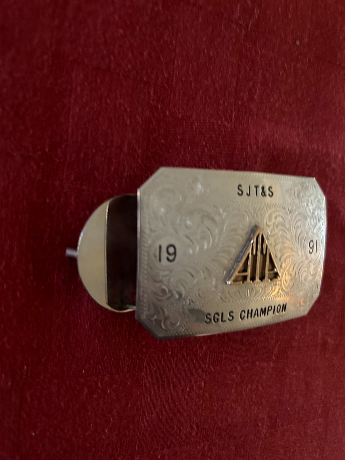 Vintage Collectible SSS German Silver ATA SGLS Champion 1991 Gun Belt Buckle