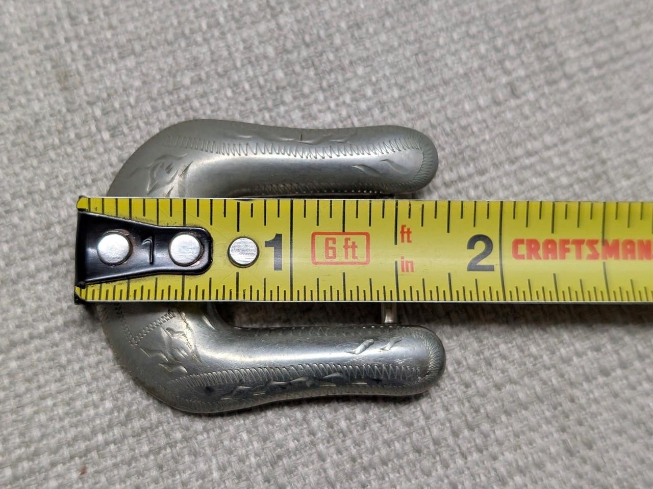 vintage 3PC belt buckle SET handcrafted RICARDO cowboy NICKEL SILVER western