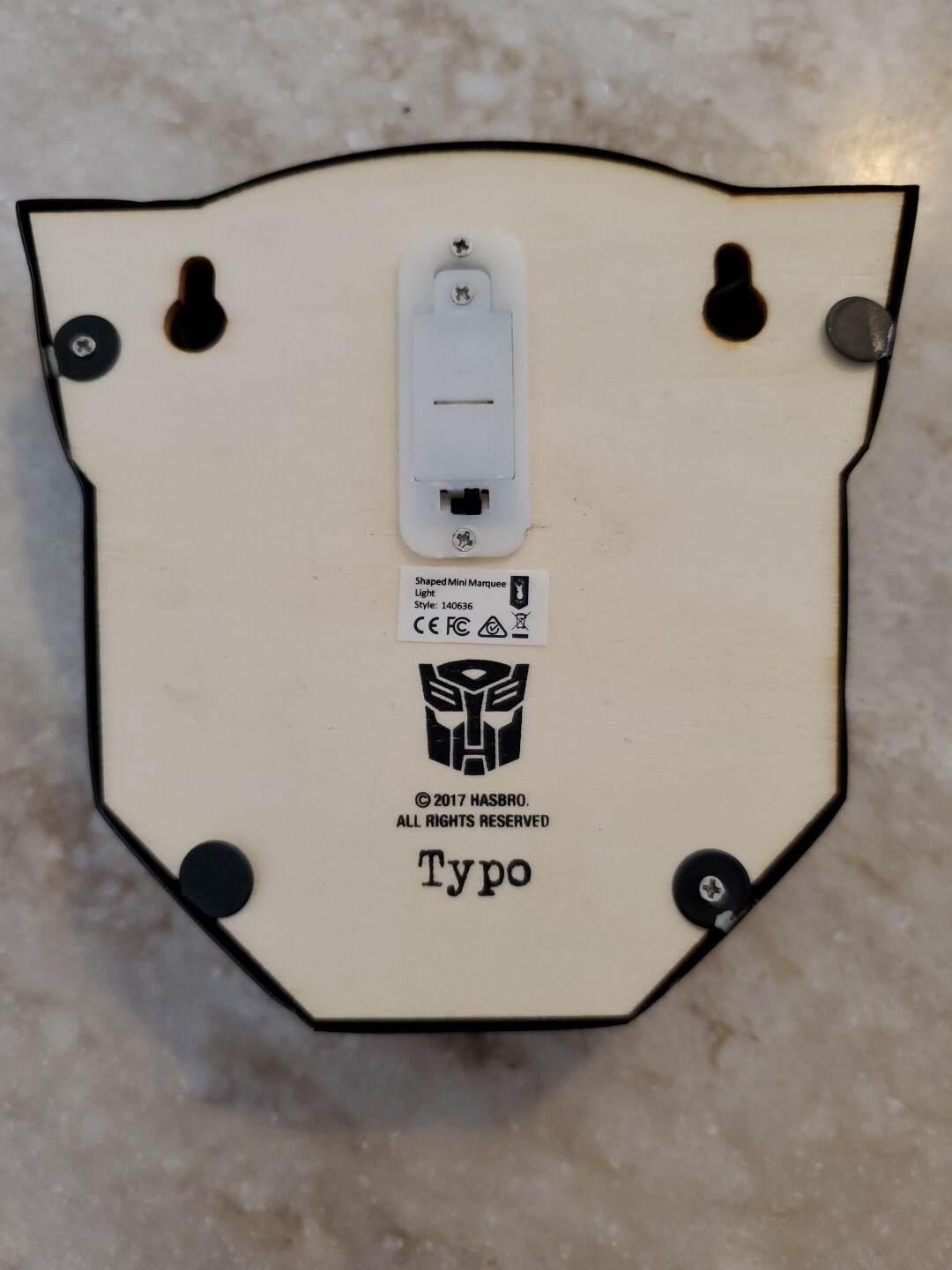 2017 Transformers Autobot Metal and Wood Lights Up RARE 5&Prime; x 5&Prime; Works by Typo
