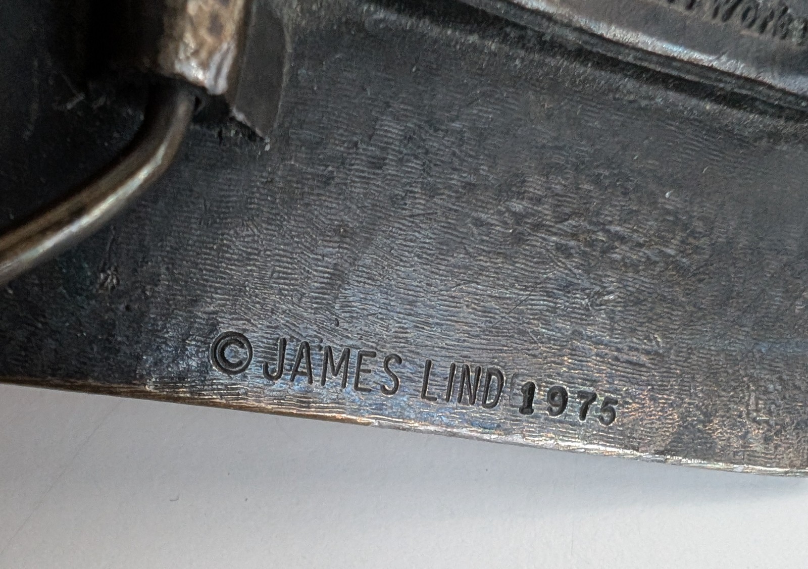 Vintage belt buckle 1975 WTSO James Lind Wyoming Studio Art Works radio