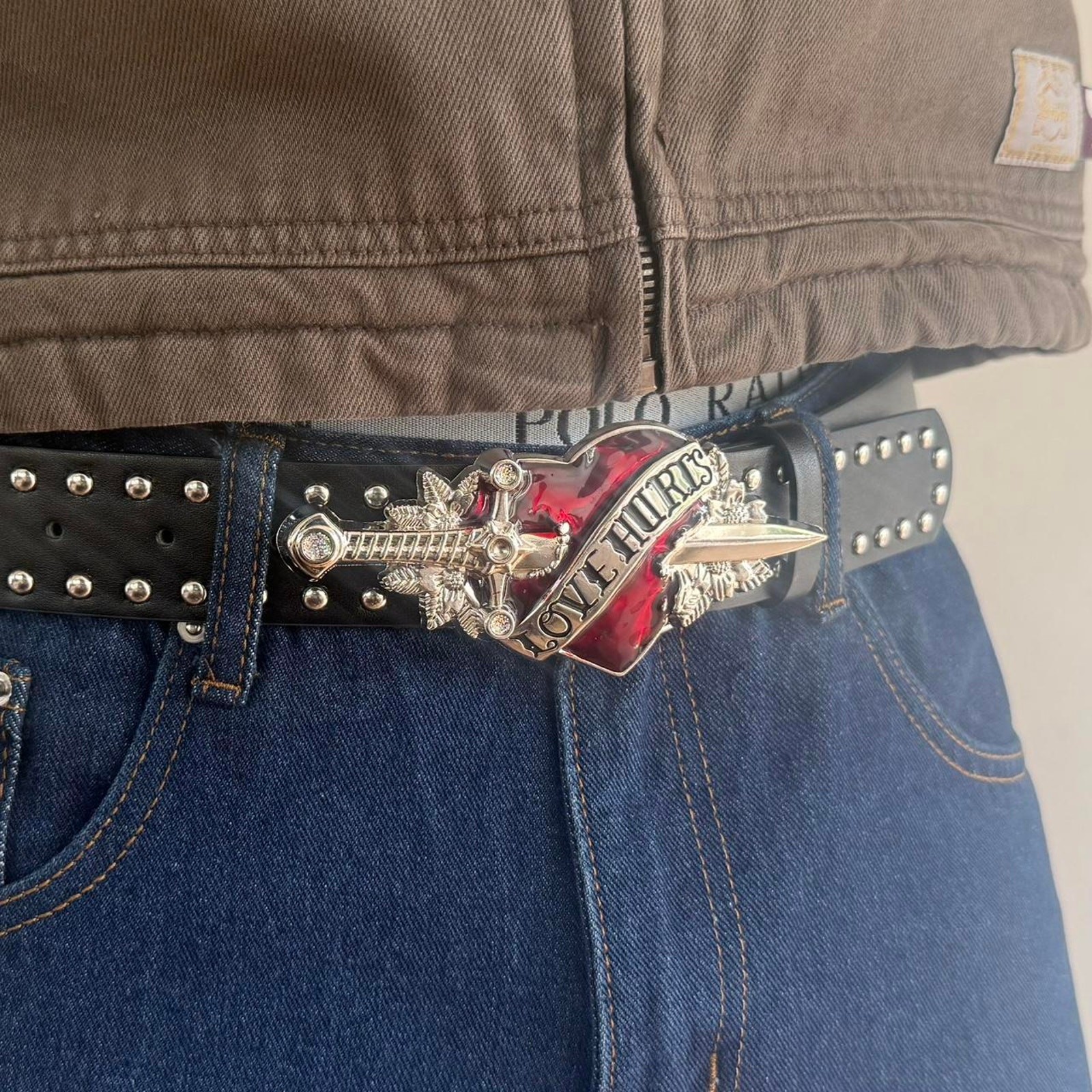 2000s Love Hurts Vintage Belt Graphic Style Adjustable Fits 26-34 Unisex Fit