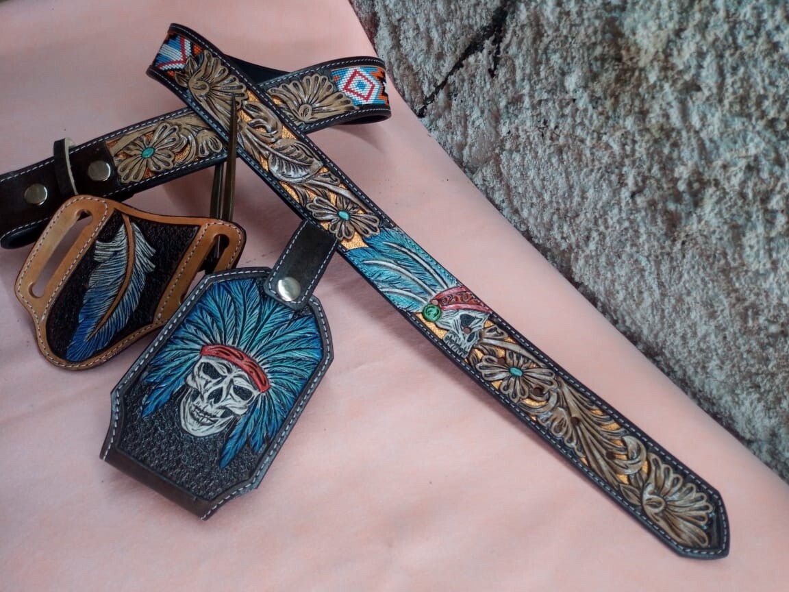 Unisex chinseled western belt 