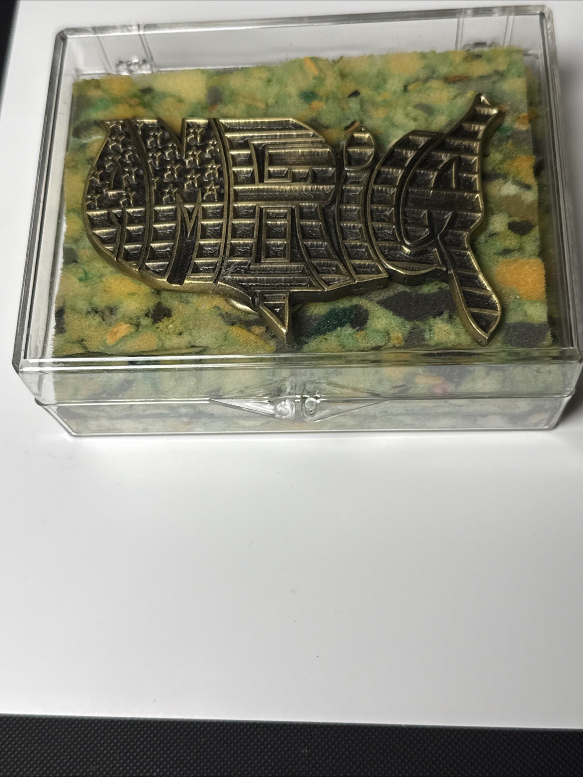 The Great American Buckle Co. BRASS 1992 AMERICA Belt Buckle MADE IN THE USA