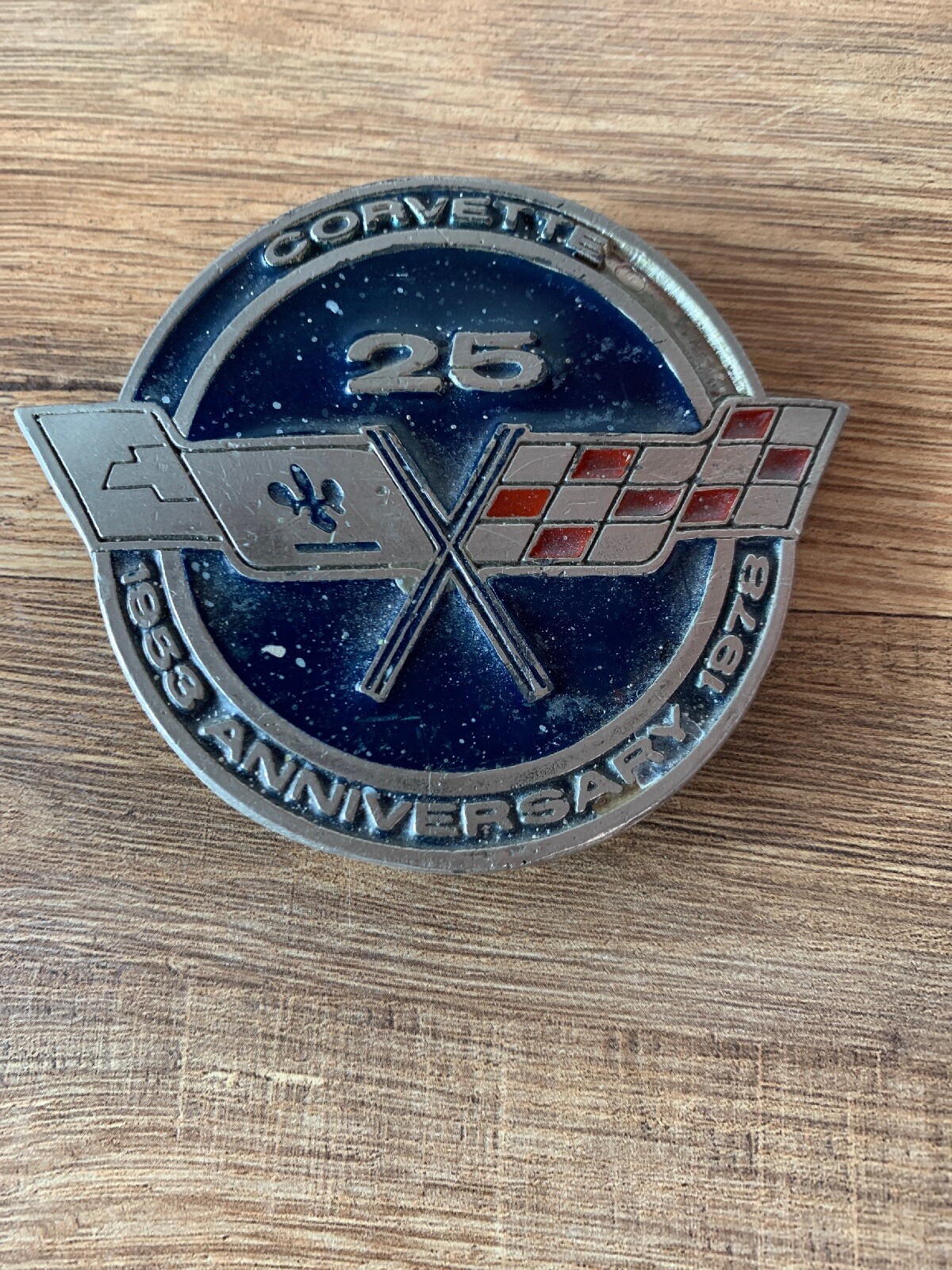 Vintage Chevrolet Corvette 25th Anniversary Metal Belt Buckle