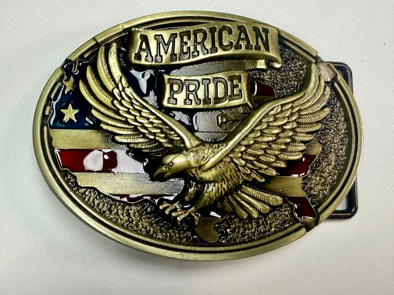 American Pride USA Bald Eagle Majestic Flying Hunting Country Flag Belt Buckle